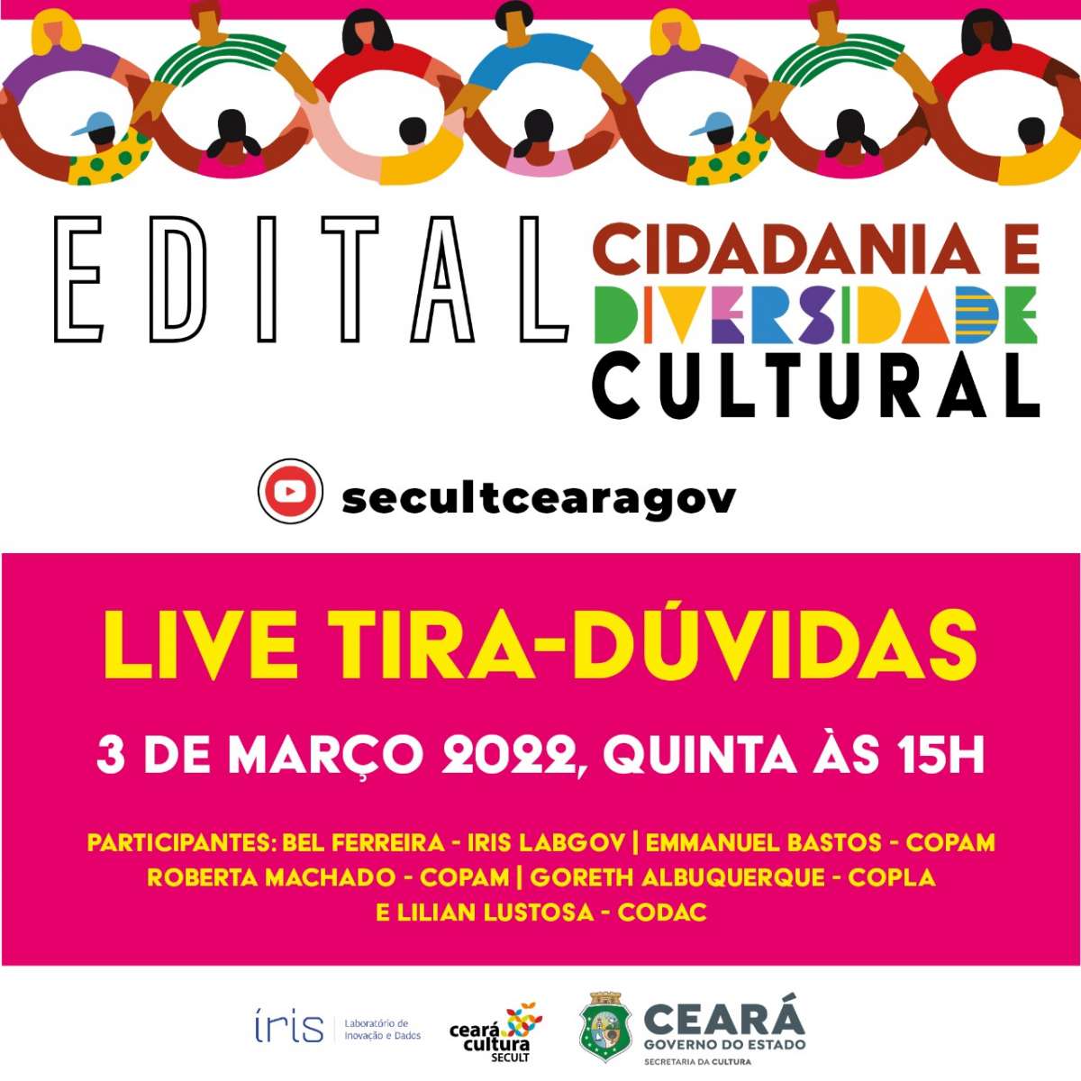 Secult realiza live tira dúvidas sobre Edital Ceará da Cidadania e